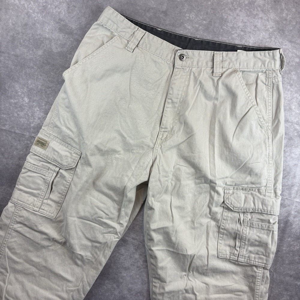 Wrangler Originals Cargo‎ Pants Men's 36x34 Tan Relaxed Fit Outdoors Y2K Utility